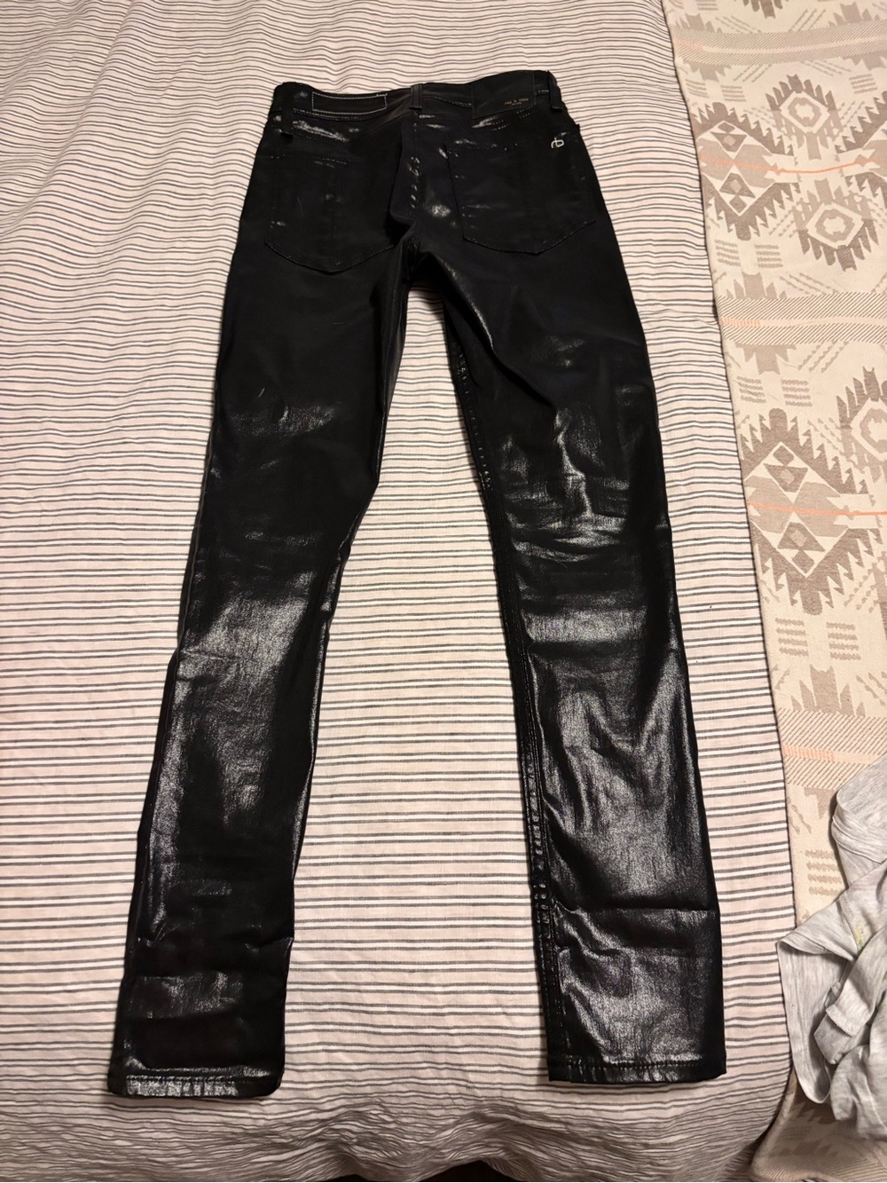 rag & bone Black Coated Skinny Jeans